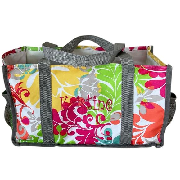 Vera Bradley Colorful Floral Embroidery name Kristine Tote Bag - Picture 1 of 9